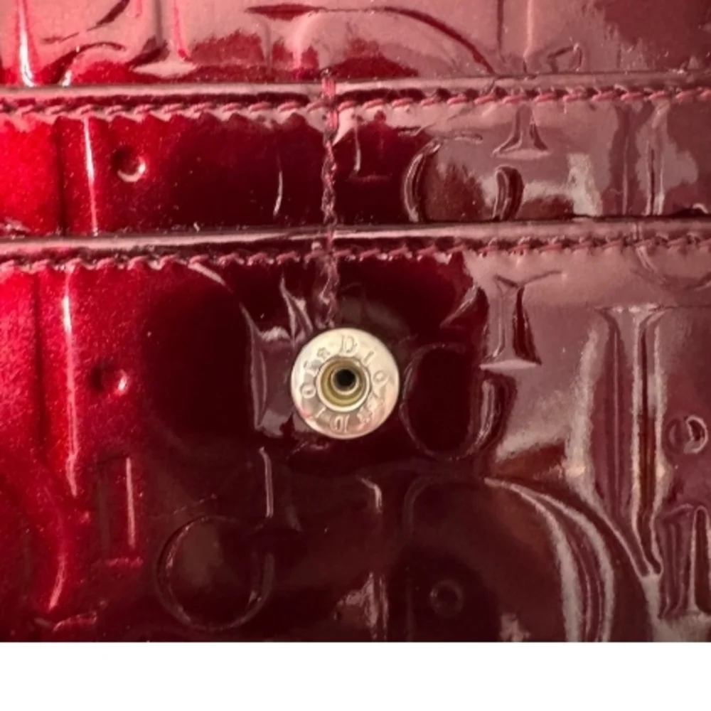 Like New Dior Trotter Bordeaux/Burgundy Patent Leather Bifold Wallet - Picture 9 of 11